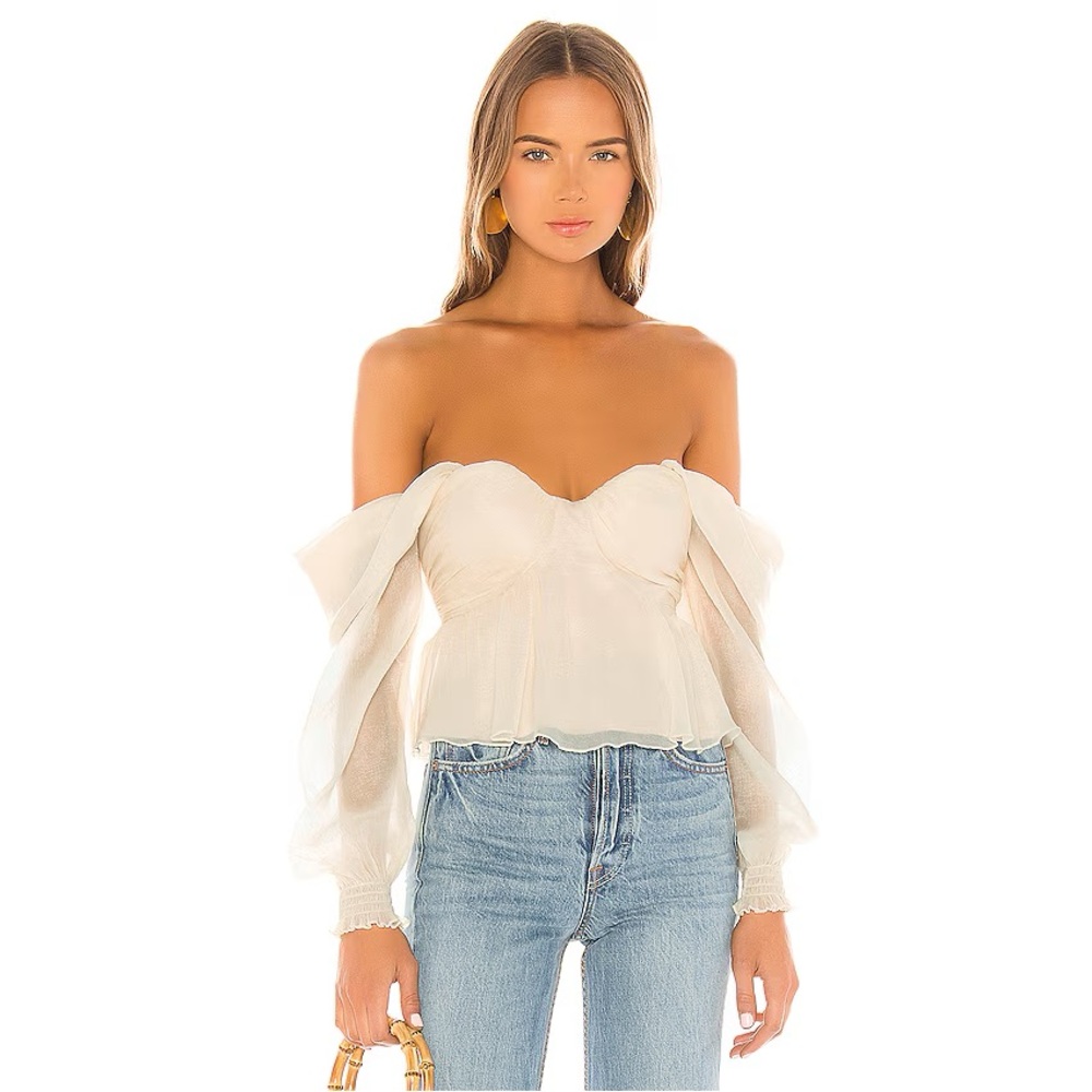 House of Harlow 1960 Cream Off-Shoulder Blouse